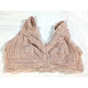 Dreamfit Dream Fit Plus Size 4X Full Coverage Wireless Lace Bralette Beige Nude